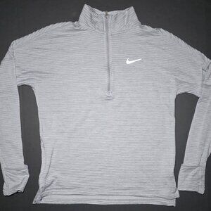 Nike Running Womens Gray 1/4 Zippered Athletic Running Pullover Size Small